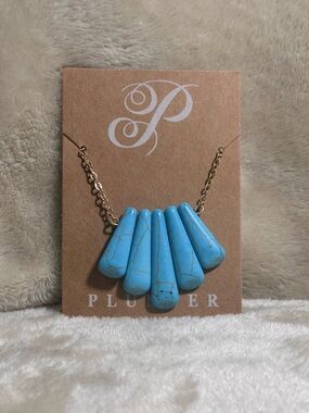 Plunder Blue Stoned Statement Pendant Necklace - Blue